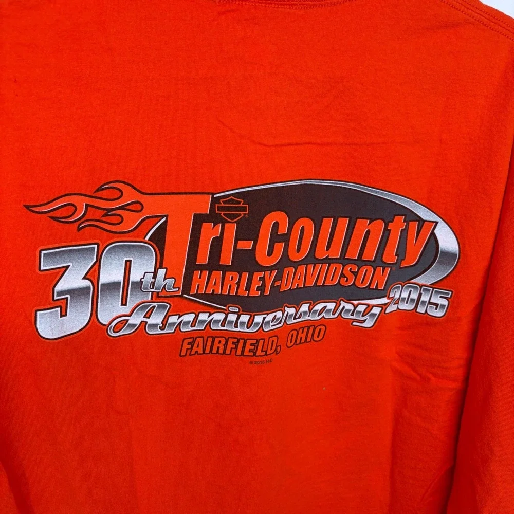 Harley Davidson Motorcycles Long Sleeve T Shirt Lg Fairfield OH 30th Anniversary